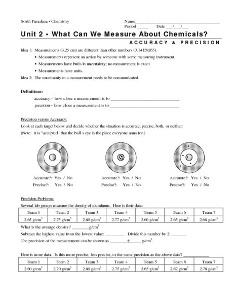 Free Accuracy And Precision Worksheet Download Free Accuracy And