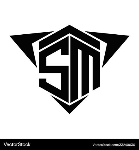 Sm logo monogram with wings arrow around design Vector Image