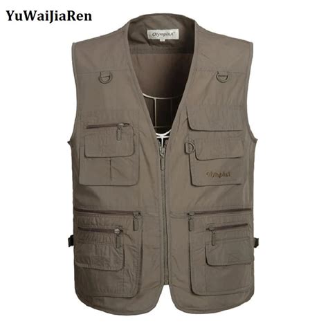 YuWaiJiaRen Summer Men's Casual Vest With Multi Pockets Men Vest Cotton Regular Plus Large Size ...