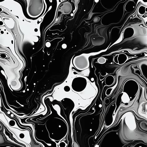 Premium Ai Image Acrylic Pouring Pattern Black And White Colors