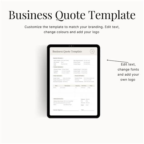 Editable Business Quote Form Printable Job Estimate Form Quote Canva Template Small Business