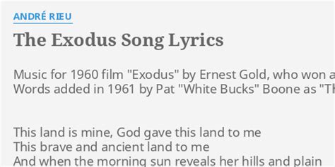 "THE EXODUS SONG" LYRICS by ANDRÉ RIEU: Music for 1960 film...