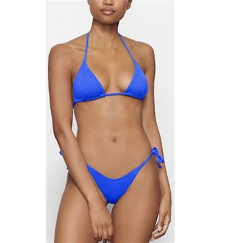 Skims Triangle Bikini Top Cheeky Tanga Bottom Cobalt Gem