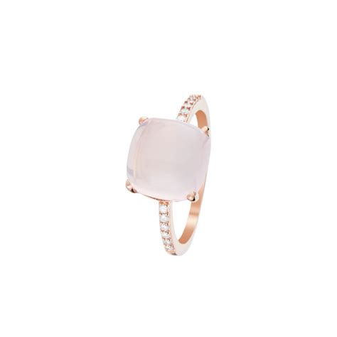 Bague Or Rose 375 1000 Rose Dragée Diamant 0 11 12 Quartz rose 4 8 1