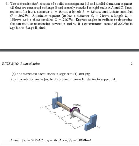 Solved 3 The Composite Shaft Consists Of A Solid Brass Chegg