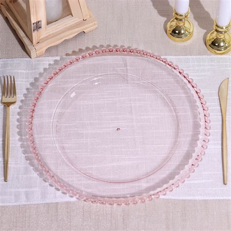 Efavormart 6 Pack 12 Clear Blush Acrylic Round Charger Plates With