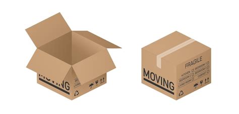 Premium Vector Isometric Cardboard Box Isolated Realistic Open And