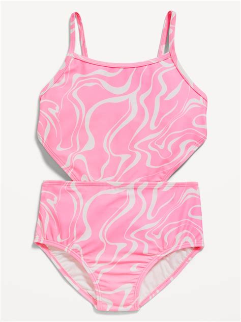 Printed Side Cutout One Piece Swimsuit For Girls Old Navy