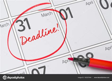 Deadline written on a calendar - March 31 — Stock Photo © Zerbor #162337444