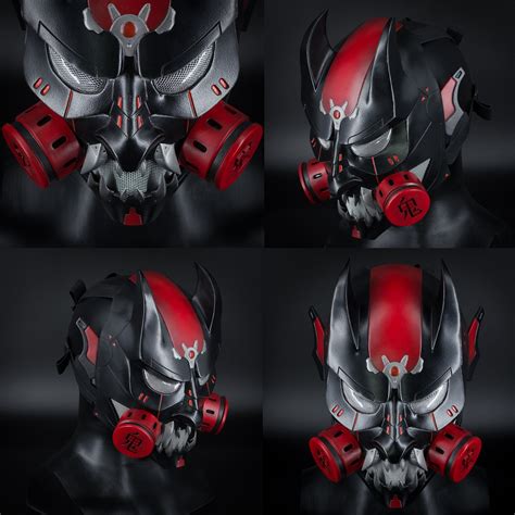 Custom Design Cyberpunk Demon Oni Mask Etsy