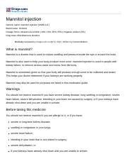 Mannitol Injection: Uses, Dosage, and Side Effects | Complete | Course Hero