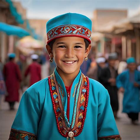 Premium Photo | A young Uzbek boy his joyful smile complementing his ...