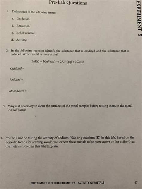 Solved Pre Lab Questions 1 Define Each Of The Following Chegg