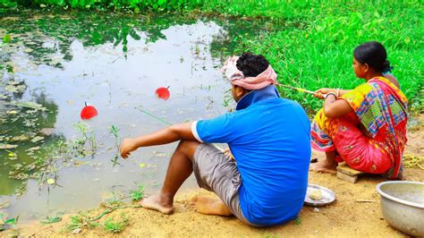 Amazing Fishing Video The Indian Woman And Man Best Way Hook Fishing