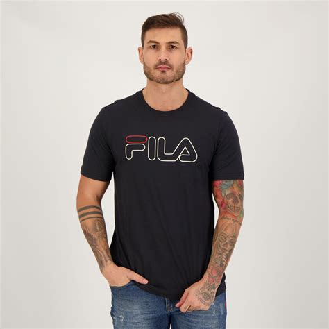 Camiseta Fila Letter Outline Preta Futfanatics