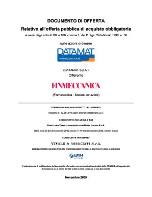 Compilabile Online DOCUMENTO DI OFFERTA Ai Sensi Degli Artt 102 E 106