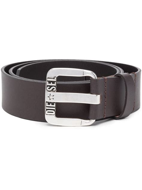 Diesel Logo Buckle Buffalo Leather Belt Farfetch