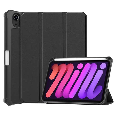 Ipad Mini 6 2021 Mini A17 Pro 2024 Tri Fold Etui Med Pennespor Svart