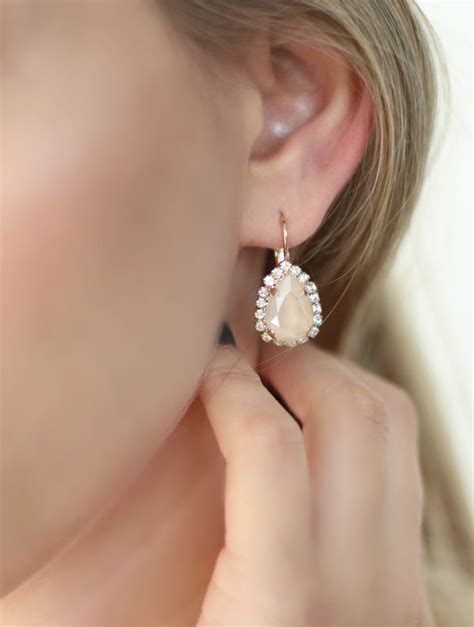Ivory Cream Earrings Nude Ivory Bridal Earrings Bridal Etsy