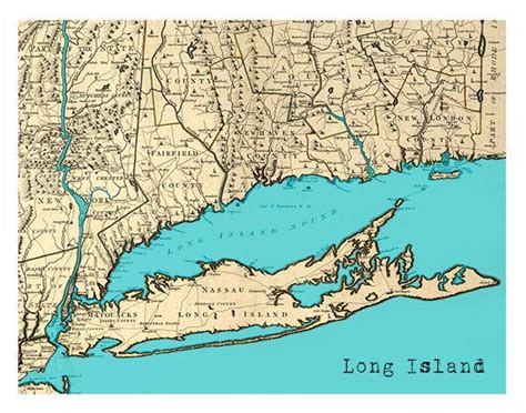 Long Island New York Poster Art Print Old Vintage Map Item T4507 Etsy