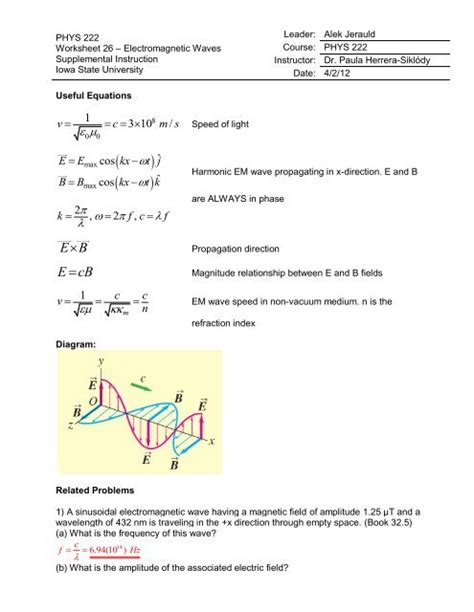 Electromagnetic Waves Worksheet Answers – Englishworksheet.my.id