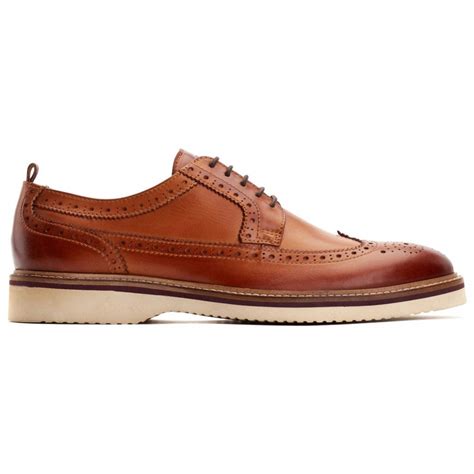 Mens Sully Washed Tan Lace Up Derby Brogue Shoes Mens From Marshall