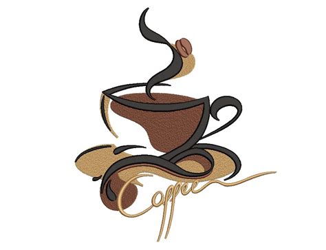 Coffee Embroidery Design 3 Sizes Instant Download Etsy