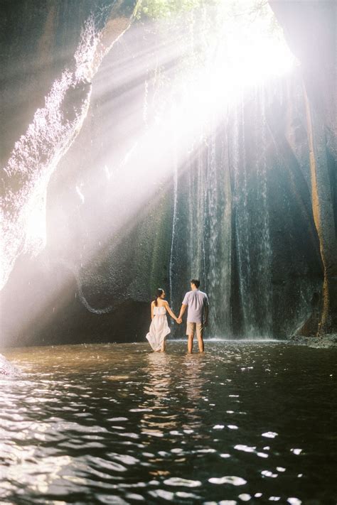 Intimate Bali Waterfall Prewedding Tukad Cepung Waterfall