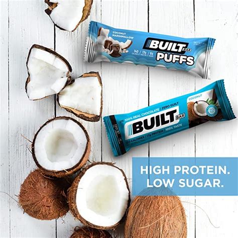 Built Bar 12 Pack High Protein Energy Bars Gluten Free Chocolate Covered Low Carb Low