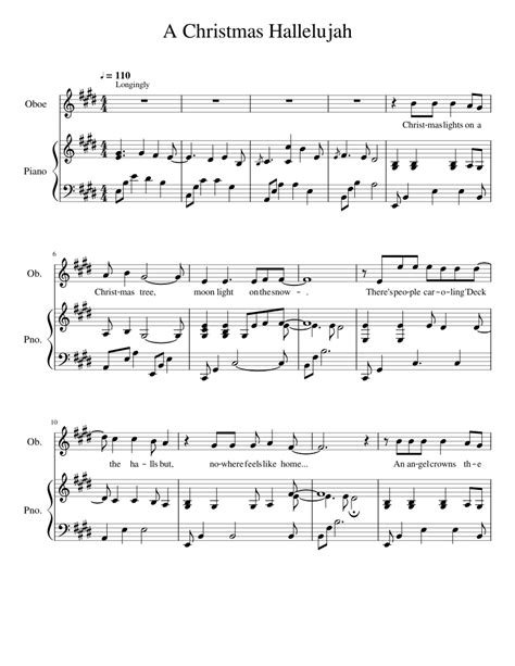 A Christmas Hallelujah Piano Sheet Music For Piano Oboe Solo