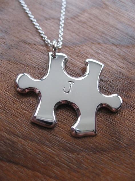 Personalised Silver Jigsaw Puzzle Pendant Necklace