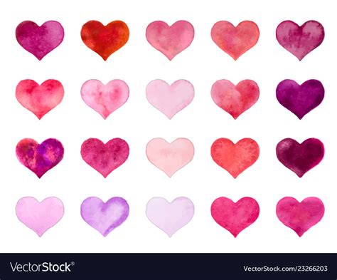 Watercolor Hearts For St Valentine S Day Vector Image