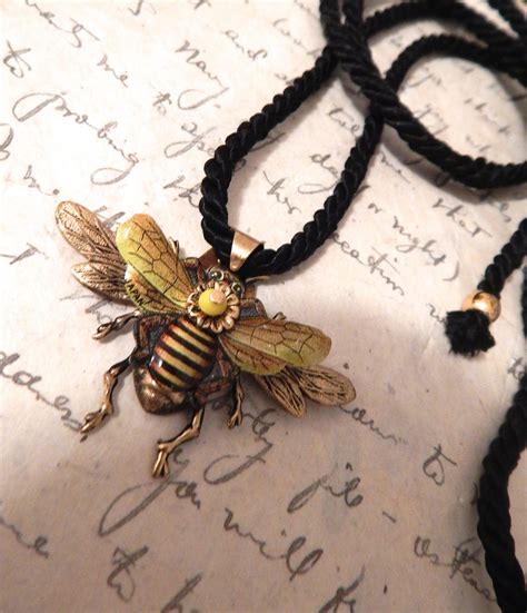 Bee Jewelry Bee Necklace Bee Pendant Bee on Twisted Cord - Etsy