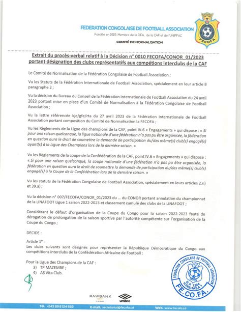 Fecofa RDC Officiel on Twitter OFFICIEL Découvrez les clubs