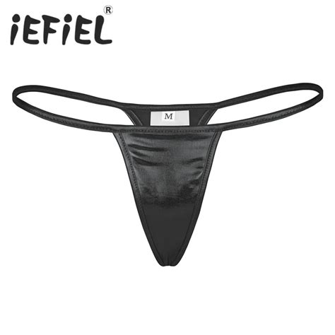 Iefiel Sexy Womens Lingerie Shiny Metallic Pvc Faux Leather Low Rise