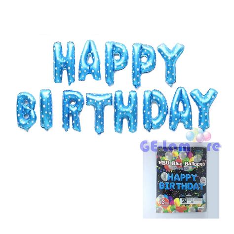 Jual Balon Tulisan Happy Birthday Warna Biru Blue Happy Birthday