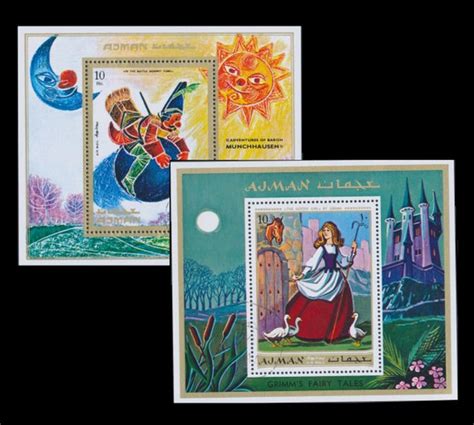 Vintage Fairy Tale Postage Stamp Sheets 1971 Ajman Etsy