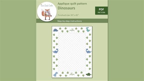 Dinosaur Quilt Pattern, PDF Pattern, Digital PDF Pattern, Suitable for ...