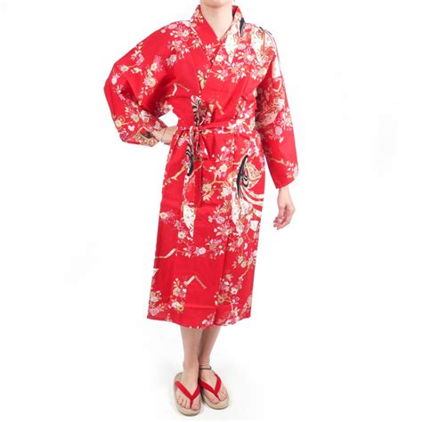 Happi Kimono Traditionnel Japonais Rouge En Coton Princesse Cerisier