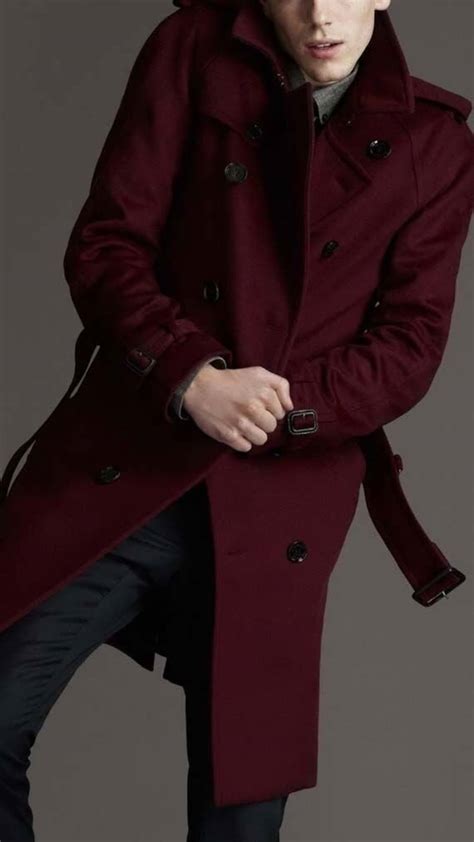 Men Maroon Woolen Trench Coat Winter Long Coat Maroon Winter Etsy