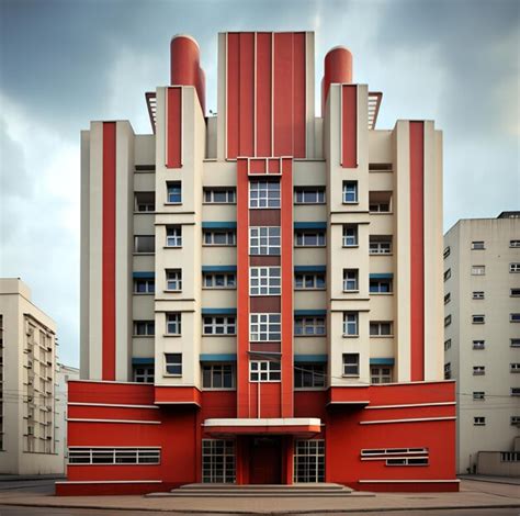 Un Edificio Rojo Con Un Exterior A Rayas Rojas Y Blancas Y Un Edificio