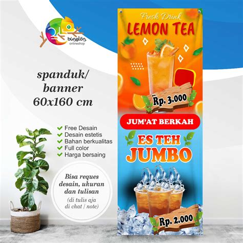 Jual MMT 60x160 Cm Spanduk Banner Lemon Tea Es Teh Jumbo Shopee