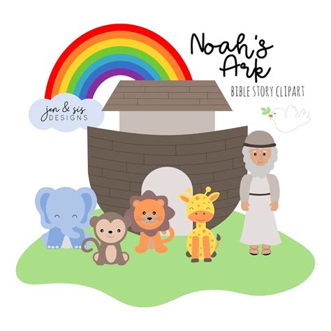 Noah's Ark Clipart Set Bible Story Clipart for Bible School & Sunday School - Etsy