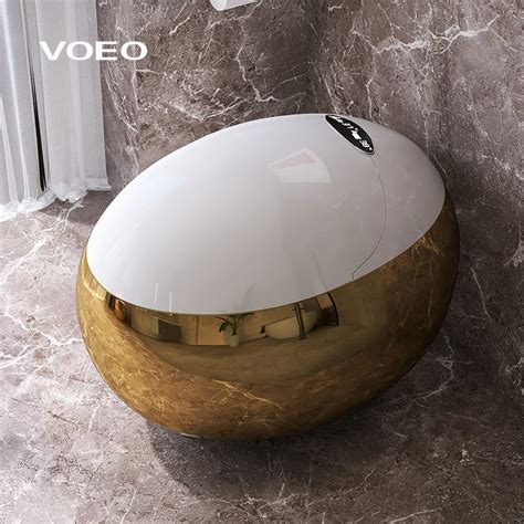 Luxury Floor Mounted Gold Egg Shaped Toilet Bowl Tankless Intelligent