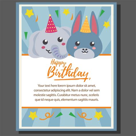 Alles Gute Zum Geburtstag Thema Poster Mit Elefanten Und Esel Premium