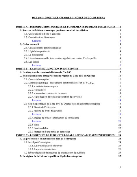 Drt Droit Des Affaires Notes Intra Drt Droit Des