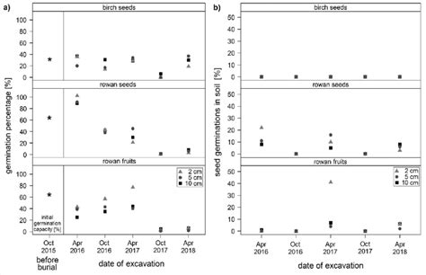 -(a) Percentage of germination (%) of birch seeds (top), rowan seeds... | Download Scientific ...