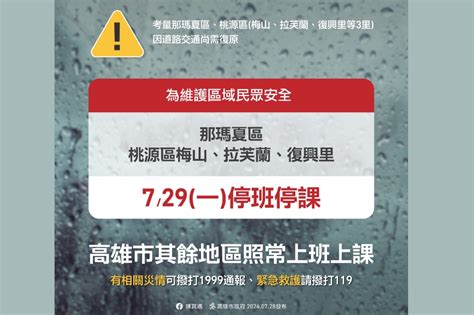 還有颱風假！交通仍待復原 高雄那瑪夏、桃源3里明天停班課 上報 焦點