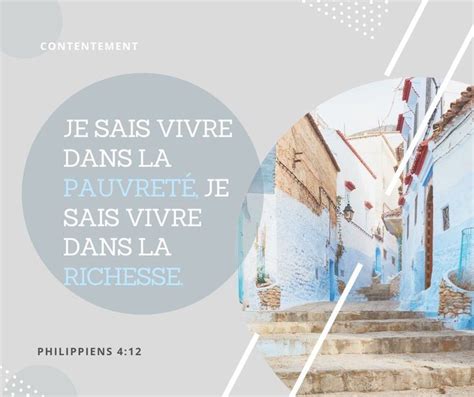 La Bible Verset illustré Philippiens 4 12 Savoir vivre La bible