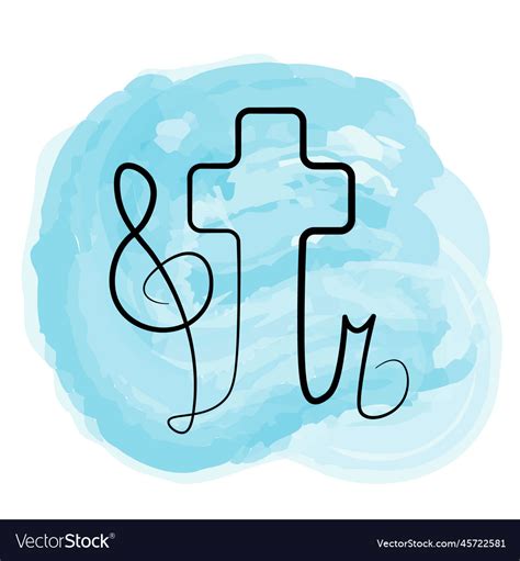 cross   note treble clef  linear vector image